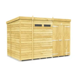10 X 7 SECURITY PENT SHED DOUBLE DOOR