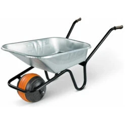 WHEELBARROW 90L HEAVY DUTY GALV BALL BARROW C/W PUNCTURE PROOF BALL DBGVPP